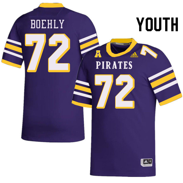 Youth #72 Zack Boehly ECU Pirates College Football Jerseys Stitched-Throwback